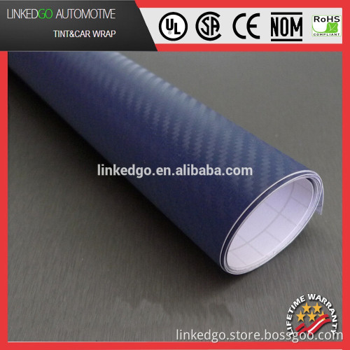 Most popular car body sticker wholesales 1.52*30M 3d blue carbon fiber vinyl wrap
